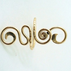 Boho Adjustable Brass Twisted Wire Wrapped Long Toe Rings&nbsp;FS-WGB3A04-01