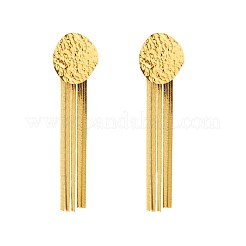 304ステンレススチールタッセルスタッドピアス  ゴールドカラー  フラットラウンド  65x16mm&nbsp;FS-WG29DA6-03