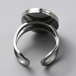 304ステンレススチールカフリング部品  楕円形のセッティング  ステンレス鋼色  usサイズ7（17.3mm）  トレイ：18x13.5mm&nbsp;FIND-WH0129-73P