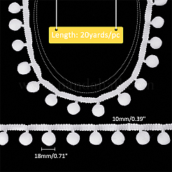 20ヤードのチンロンタッセルレーストリム  ポンポンフリンジボールトリム  服飾材料  ホワイト  3/8インチ（10mm）&nbsp;OCOR-WH0046-98