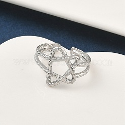 女性用304ステンレススチールオープンカフリング  スター  ステンレス鋼色  15.5mm  調整可能&nbsp;RJEW-A079-07A-P