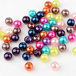 Mixed Color Imitation Pearl Acrylic Mardi Gras Round Beads&nbsp;X-PACR-8D-M