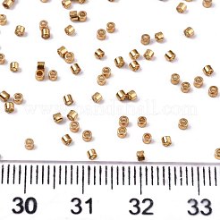 Fgb 11/0グレードaガラスシードビーズ  シリンダー  均一なシードビーズサイズ  メタリックカラー  ゴールデンロッド  1.5x1mm  穴：0.5mm  約2000個/10g&nbsp;X-SEED-S030-1219