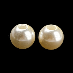ABS プラスチック模造パールビーズ  ラウンド  ベージュ  25x22mm  穴：8mm  約75個/500g&nbsp;KY-C017-18C