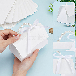Wedding Paper Candy Gift Packaging Boxes with Polyester Ribbon and PVC Bead Chain&nbsp;CON-WH0089-68