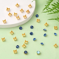 Square Brass Sew on Prong Settings&nbsp;X-KK-O084-05G-6x6mm