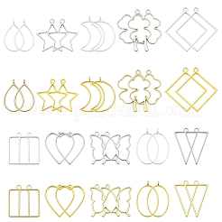 20Pcs 10 Styles Rack Plating Alloy Open Back Bezel Pendants&nbsp;FIND-YW0008-71