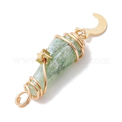 3Pcs 3 Styles Electroplated Natural Quartz Crystal Copper Wire Wrapped Pendants&nbsp;PALLOY-JF02586-06