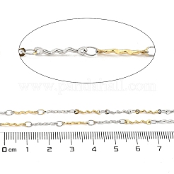 イオンプレーティング（IP）304ステンレススチールウェーブリンクバーチェーン  ハンダ付け  スプールで  ゴールデン·ステンレス鋼色  12.5x2x1.2mm  4x2.5x0.4mm  約32.81フィート（10m）/ロール&nbsp;CHS-M005-08GP