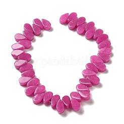 天然石ホワイトジェイドビーズ連売り  染め  ティアドロップ  トップ掘削  カメリア  9~10x5~5.5x3.5~4mm  穴：0.7mm  約40~48個/連  7.09~7.28''（18~18.5cm）。&nbsp;G-B064-B56