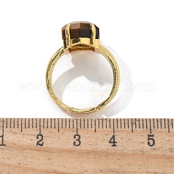 Hexagon Natural Tiger Eye Finger Rings&nbsp;RJEW-B113-02G-05