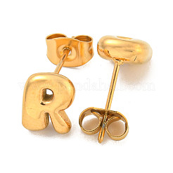 Chunk Letter 304 Stainless Steel Stud Earrings for Women&nbsp;LS-EJEW-G386-01R-G