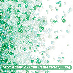 ガラスビーズ200g  バブルビーズ  ラウンド  穴がない  ミディアムアクアマリン  2~3mm&nbsp;GLAA-OC0001-32A