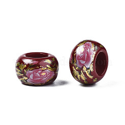 Flower Printed Opaque Acrylic Rondelle Beads&nbsp;SACR-S305-27-F04