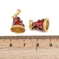 Christmas Brass Micro Pave Cubic Zirconia Enamel Pendants&nbsp;KK-B161-15G-04