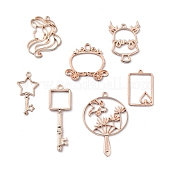 Zinc Alloy Open Back Bezel Pendants&nbsp;PALLOY-MSMC011-07RG-RS