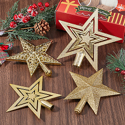 4Pcs 4 Styles Star Plastic Christmas Tree Topper Ornaments&nbsp;AJEW-CN0002-76