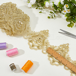 5ヤードのポリエステルとプラスチックパールの丸いビーズ/スパンコールのリボン  レースのトリム  服装アクセサリー  淡いチソウ  4-7/8インチ（125mm）&nbsp;OCOR-HS0001-20C