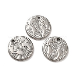 変色しない304ステンレススチールペンダント  フラットラウンドのチャーム  ステンレス鋼色  15x2mm  穴：1.2mm&nbsp;STAS-Q001-14P