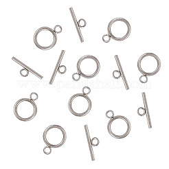 304ステンレススチールトグル留め具  リング  ステンレス鋼色  リング：19x14x2mm  バー：20x7x2mm  穴：3mm  40セット /箱&nbsp;STAS-UN0002-23B