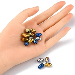 電気メッキガラスビーズセット  多面カット  ティアドロップ  ミックスカラー  12x8mm  穴：1mm&nbsp;EGLA-YW0001-56