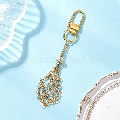 304 Stainless Steel Macrame Pouch Empty Stone Holder Pendant Decorations&nbsp;SA-CJ3769-G