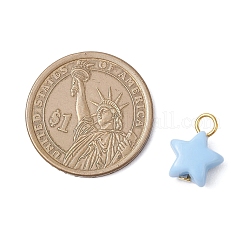 オペークアクリルパーツ  スターのチャーム  ゴールドカラー  14.5x11.5x6.5mm  穴：2.5mm&nbsp;PALLOY-JF04199-01