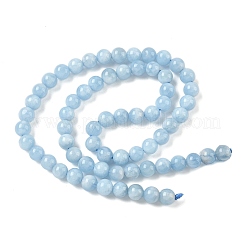 天然石アクアマリンビーズ連売り  ラウンド  6~7mm  穴：0.8mm  約61個/連  15.35''（39センチメートル）&nbsp;G-D327-C03-6mm