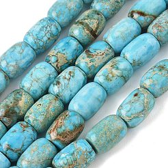 天然マグネサイトビーズ連売り  染め  コラム  ターコイズ  17x12~12.5mm  穴：1.2mm  約24個/連  15.75''（40センチメートル）&nbsp;GG-CBA6BAC-E06