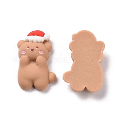 クリスマステーマ不透明樹脂カボション  DIYのジュエリーには  クマの柄  27.5x18x7mm&nbsp;CRES-M013-04