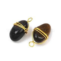 Natural Tiger Eye Wire Wrapped Pendants&nbsp;GG-CBA4154-01G-02