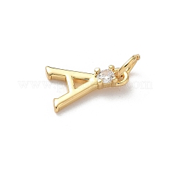 Brass Pave Clear Cubic Zirconia Charms&nbsp;KK-A273-01G-A