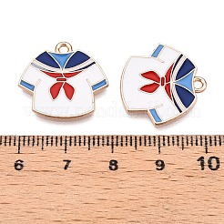 合金エナメルチャーム  鉛フリー＆カドミウムフリー  服のチャーム  ゴールドカラー  ホワイト  19x20x1mm  穴：1.6mm&nbsp;ENAM-T020-85