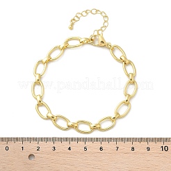 Brass Oval Link Chain Bracelets for Women Men&nbsp;BJEW-K273-11G