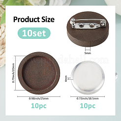 DIY Round Wood & Aluminum Brooch Making Kits&nbsp;DIY-FH0009-69A