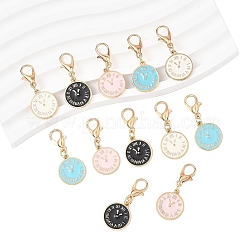 12Pcs 4 Style Alloy Enamel Clock Pendant Decorations&nbsp;HJEW-YW00259