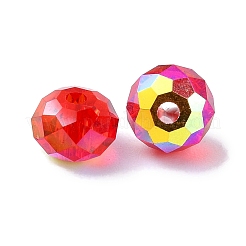 Ab色のメッキガラスビーズ  ファセットロンデル  レッド  6x4mm  穴：1.4mm&nbsp;EGLA-P059-03A-AB01