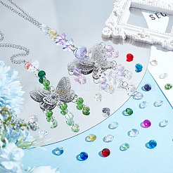 200個のガラスチャーム  多面カット  コーン  ミックスカラー  8x4mm  穴：1~1.2mm&nbsp;RGLA-SP0001-03C