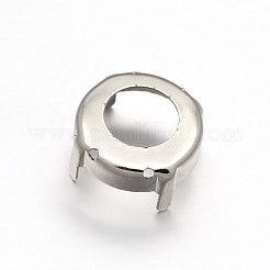 Flat Round Brass Sew on Prong Settings&nbsp;KK-N0084-A13-14mm