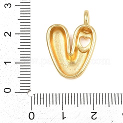 真鍮チャーム  パールピンクエナメル付き  ハートのチャームが付いた手紙  カドミウムフリー＆鉛フリー  ラックめっき  長持ちメッキ  18KGP本金メッキ  V字  24x16.5x6.5mm  穴：3mm&nbsp;KK-CBA3FD6-07V-G