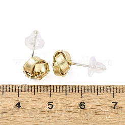 合金スタンドピアス  結び目  925つのスターリングシルバーピン付き  ゴールドカラー  8.5x8.5mm&nbsp;EJEW-T055-07G