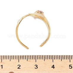 304ステンレススチールガラスラインストーンカフリング  花の開いたリング  ゴールドカラー  19.5mm&nbsp;LS-RJEW-S626-08G