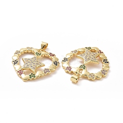 Brass Micro Pave Cubic Zirconia Pendants&nbsp;ZIRC-F134-02G-01