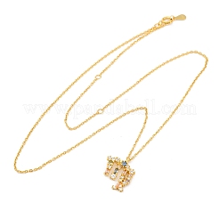 スターリングシルバーのカラフルなキュービックジルコニアの星座ペンダントアズキチェーンネックレス女性用925個  18KGP本金メッキ  乙女座  13.74インチ（34.9cm）  ペンダント：10.5~17x8.5~15 mm&nbsp;STER-R009-01G-10