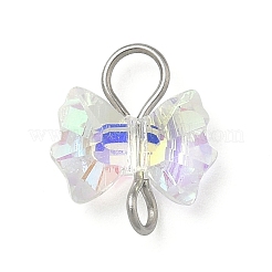 4Pcs 4 Colors Electroplate Glass Bowknot Connector Charms&nbsp;PALLOY-JF04406-02