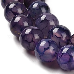 天然龍脈瑪瑙染めビーズ連売り  ラウンド  紫色のメディア  14mm  穴：1.4mm  約28個/連  15.24~15.35''（38.7~39センチメートル）&nbsp;G-H290-A01-02A