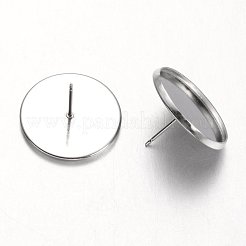 Tarnish Resistant Flat Round 304 Stainless Steel Stud Earring Settings&nbsp;STAS-M227-18mm
