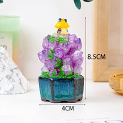 天然アメジスト山クラスター盆栽  置物家の装飾  治癒のためのレイキエネルギーストーン  85x40mm&nbsp;PW-WG5EFD3-01