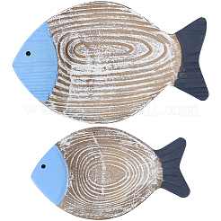 木製の壁の装飾  家の装飾用  魚  キャメル  120~149x200~235x23.5~25.5mm&nbsp;AJEW-WH20121-10A