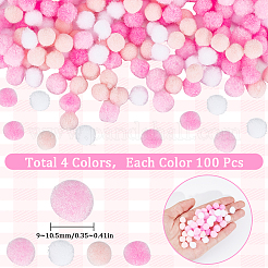 400個 4色 DIY 人形 クラフト ポンポン 糸 ポンポン ボール  ミックスカラー  0.9~1cm  100個/カラー&nbsp;AJEW-SC0003-14